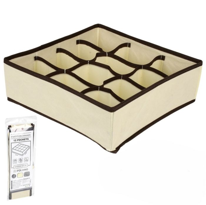 Органайзер для білизни на 12 комірки бавовняний Beige