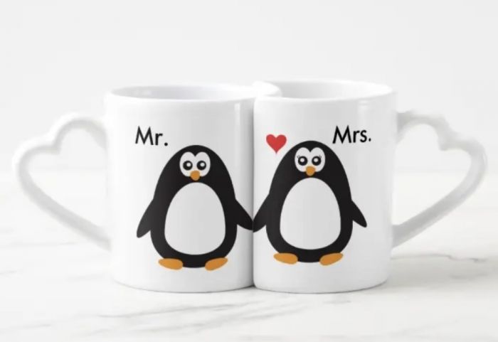 Парні чашки для закоханих в формі серця Mr&Mrs