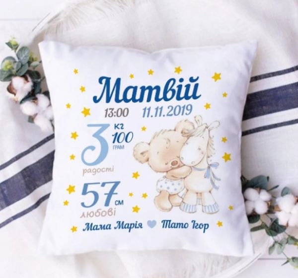 Подушка імена для хлопчиків 35x35 см