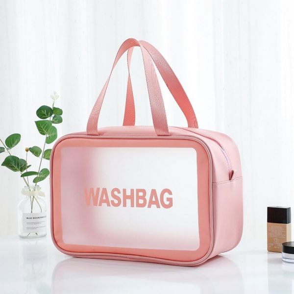 Прозора сумка-косметичка з ручками Washbag Pink 25см