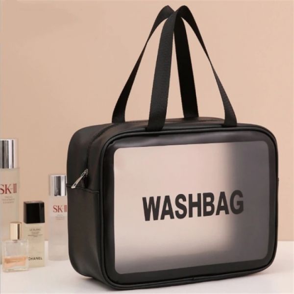 Прозора сумка-косметичка Washbag Big Black 30 см