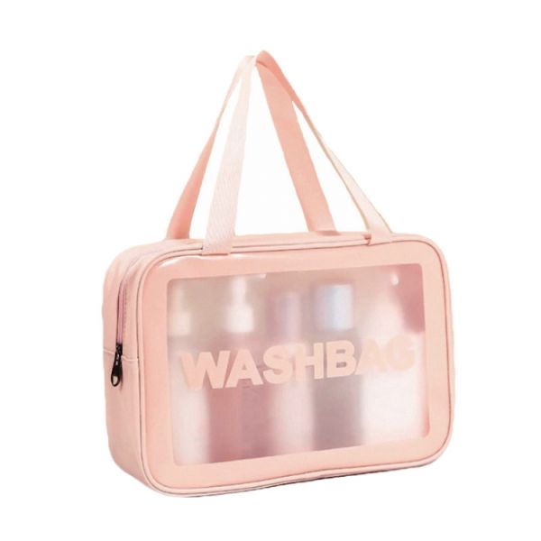 Прозора сумка-косметичка Washbag Medium Pink 26см