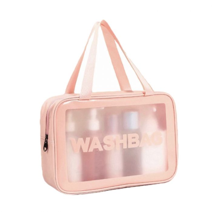 Прозора сумка-косметичка Washbag Medium Pink 26см