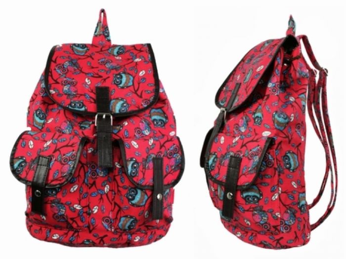 Рюкзак Холщовый Совушки красный