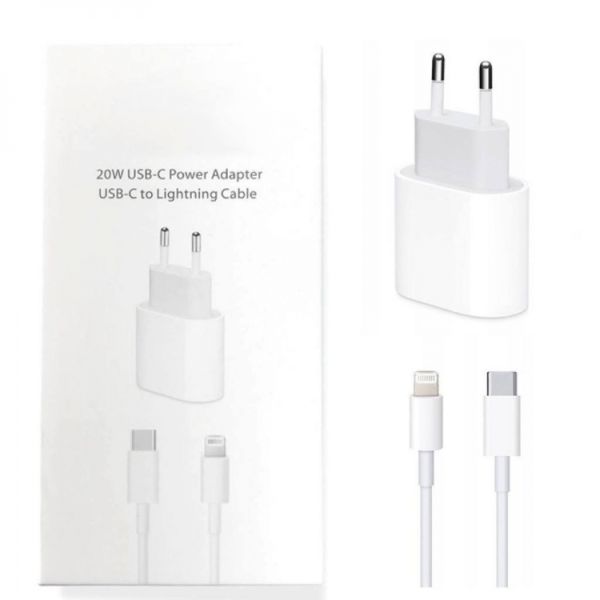 Сетевое зарядное устройство USB-C блок питания 20W с кабелем Lightning Type-C