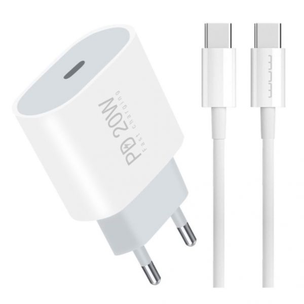 Зарядний пристрій USB-C блок живлення 20W з кабелем Type-C Type-C
