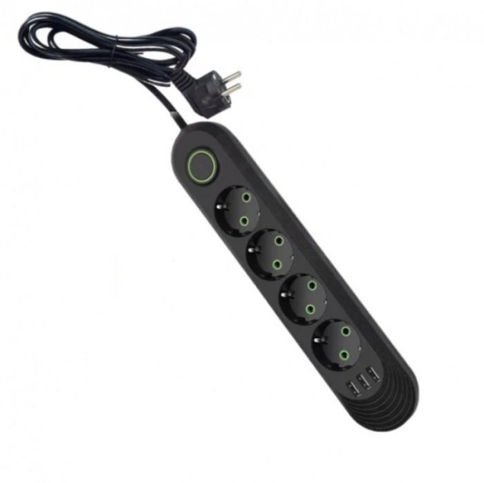 Мережевий фільтр-подовжувач 4 розеток 3USB 2500W 4 метра