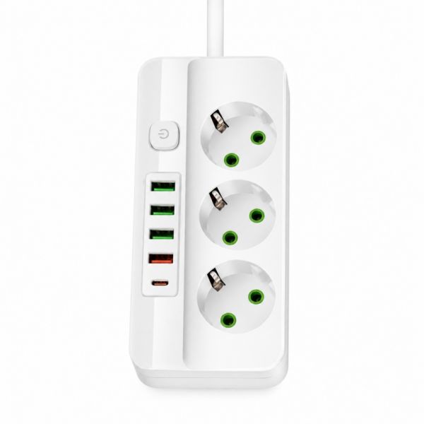 Мережевий фільтр-подовжувач 3 розетки 4USB Type-C Port 5m Glanse
