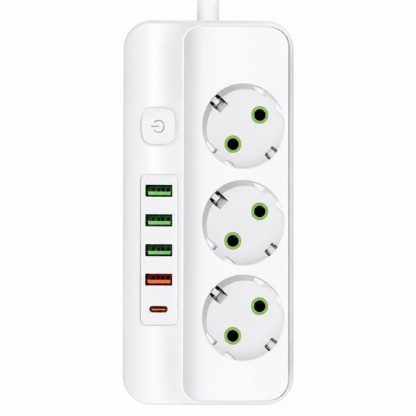Мережевий фільтр-подовжувач 3 розетки 4USB Type-C Port 3m Glanse