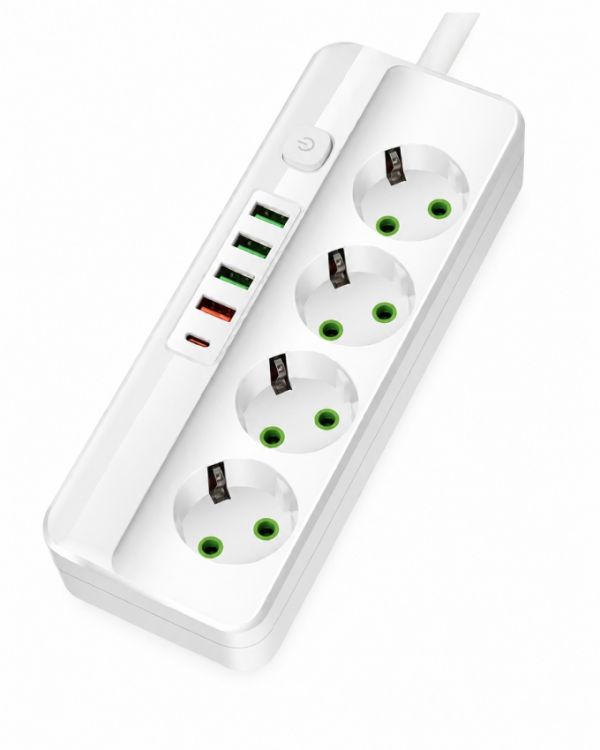 Мережевий фільтр-подовжувач 4 розетки 4USB Type-C Port 5m Glanse