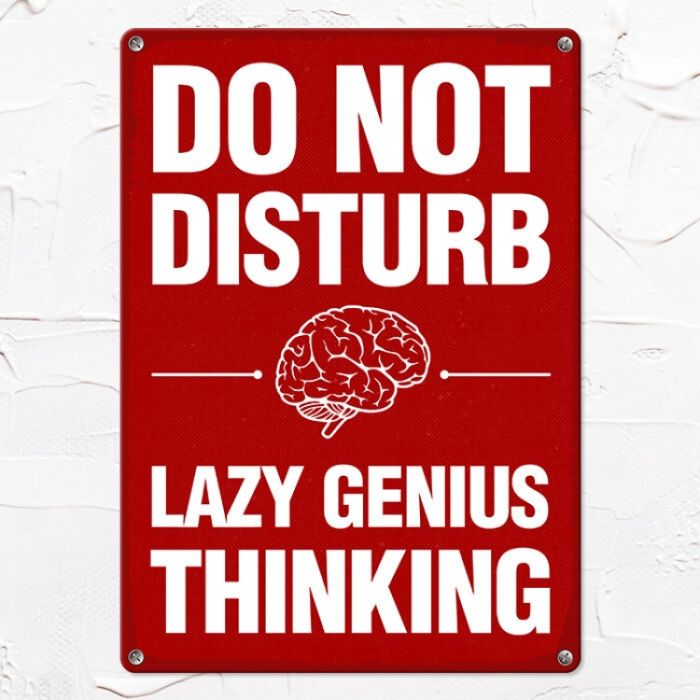 Табличка інтерєрна металева Do not disturb Lazy genius thinking