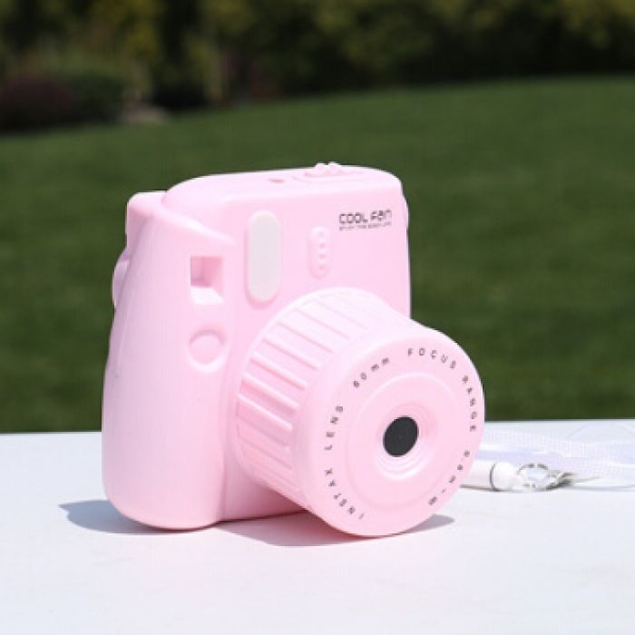 Вентилятор портативный аккумуляторный в виде фотоаппарата Pink